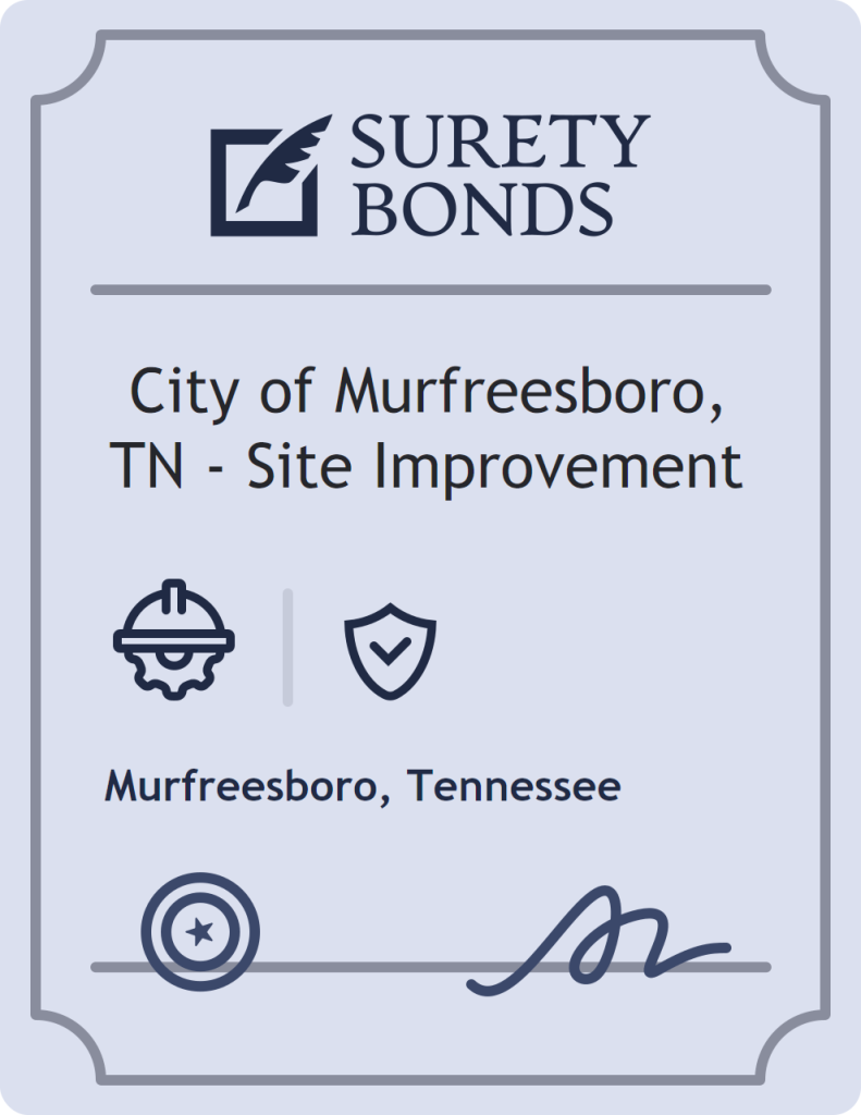 Surety bond badge for City of Murfreesboro, TN - Site Improvement