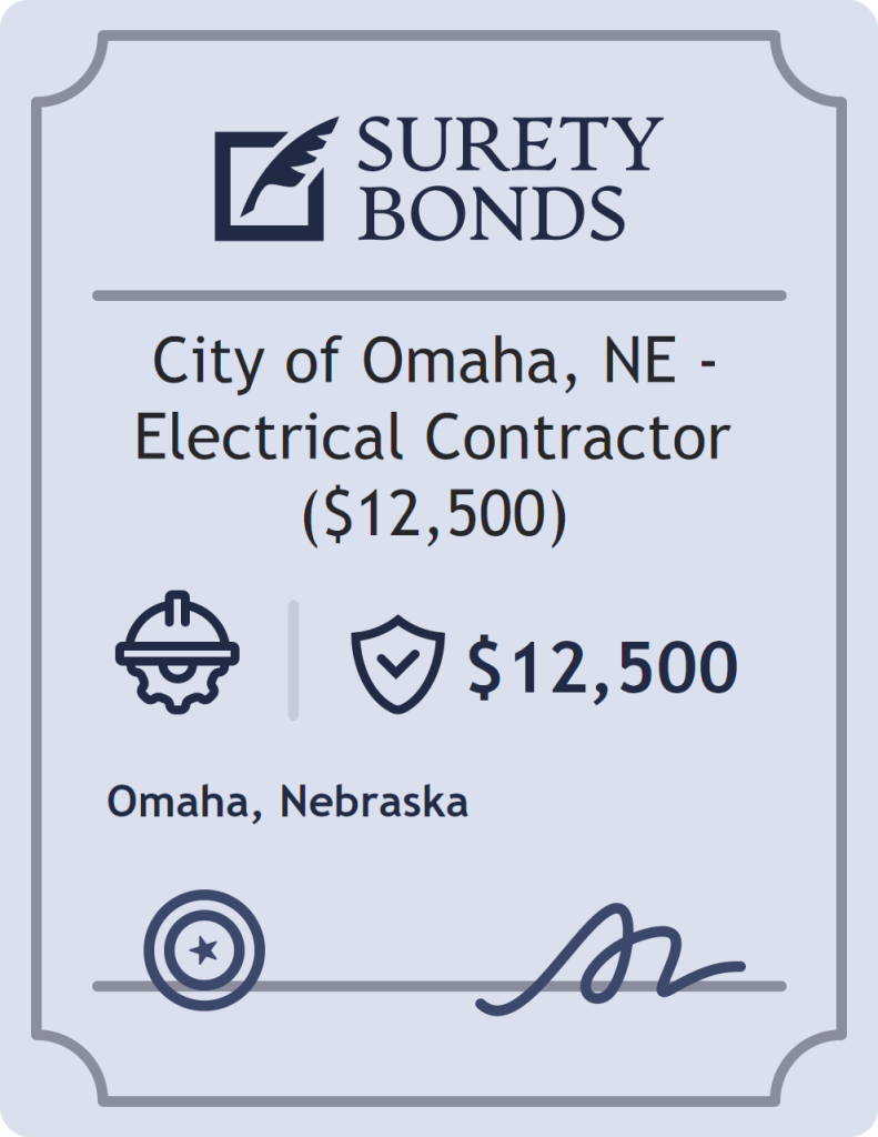 Surety bond badge for City of Omaha, NE - Electrical Contractor ($12,500)