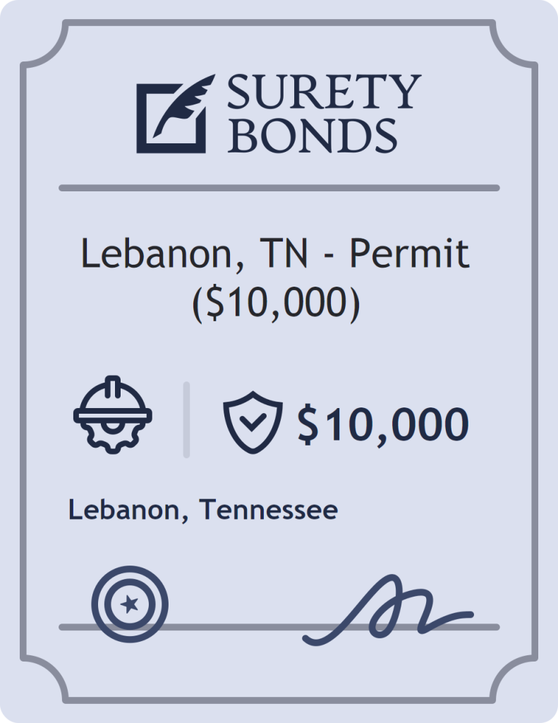 Surety bond badge for Lebanon, TN - Permit ($10,000)