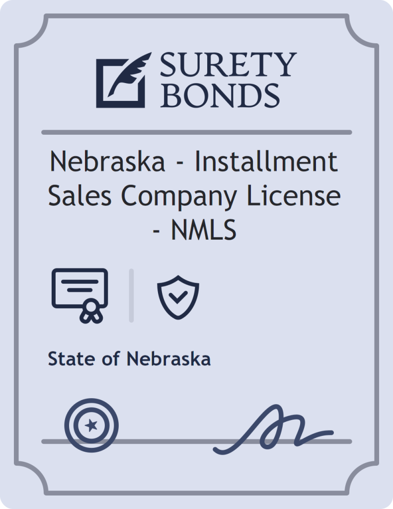Surety bond badge for Nebraska - Installment Sales Company License - NMLS