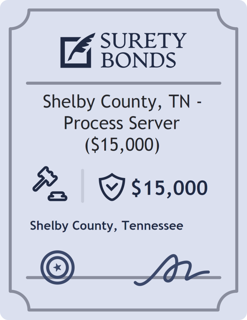 Surety bond badge for Shelby County, TN - Process Server ($15,000)