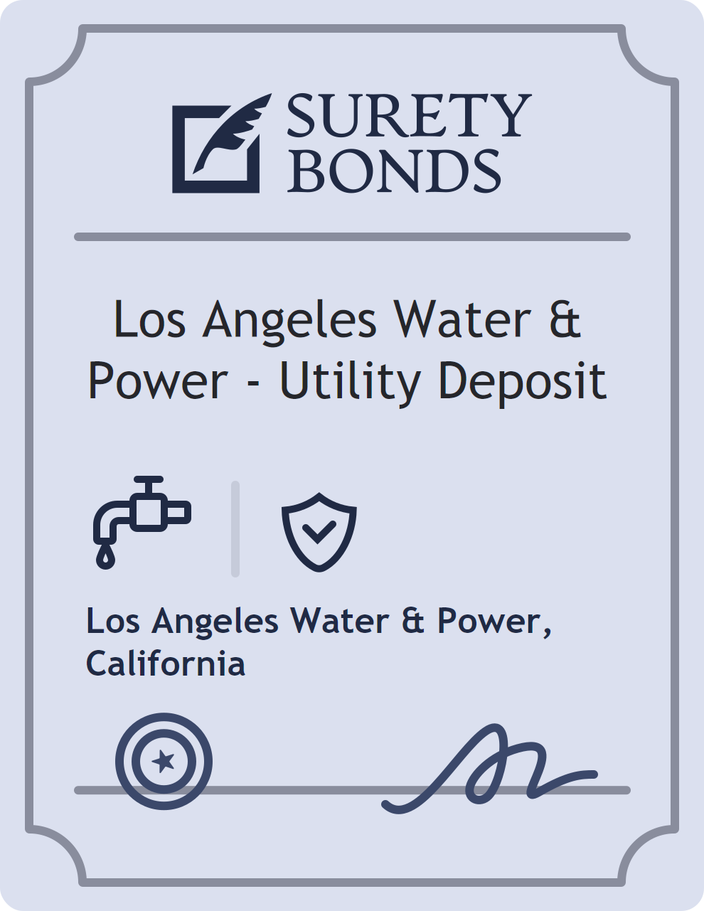 Surety bond badge for Los Angeles Water & Power - Utility Deposit