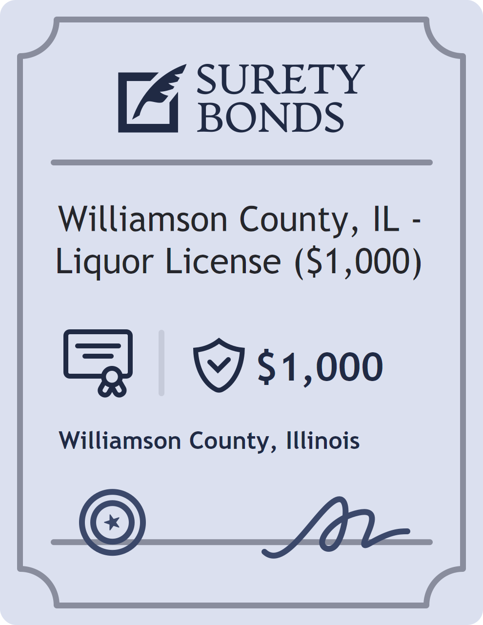 Surety bond badge for Williamson County, IL - Liquor License ($1,000)