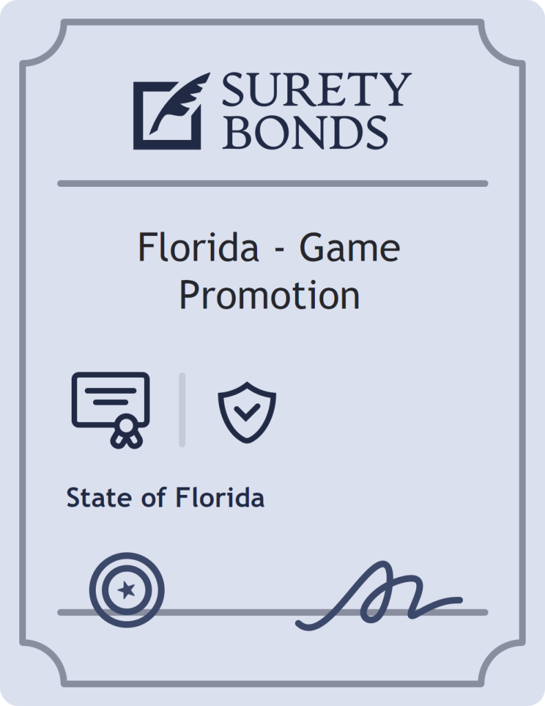 Surety bond badge for Florida - Game Promotion