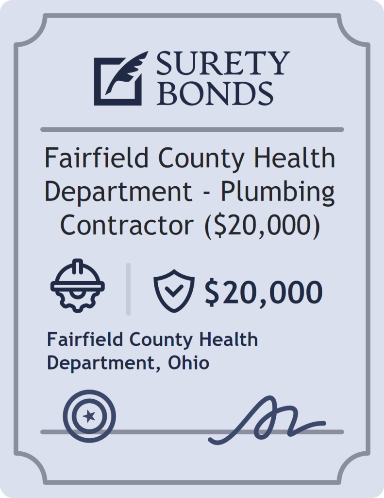 Surety bond badge for Fairfield County Health Department - Plumbing Contractor ($20,000)