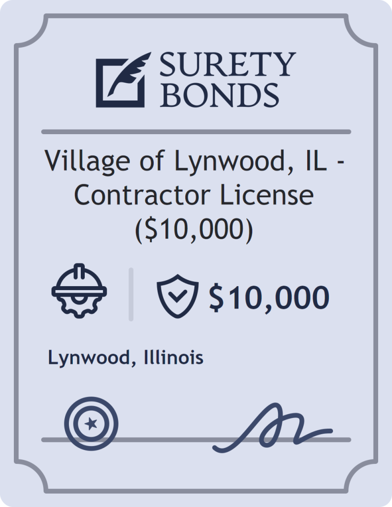 Surety bond badge for Village of Lynwood, IL - Contractor License ($10,000)
