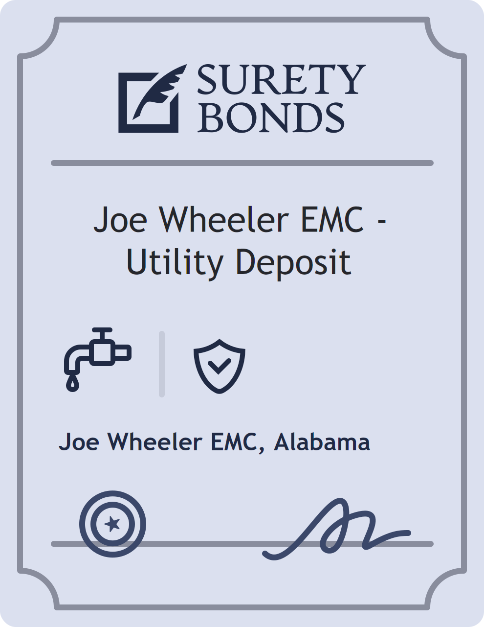 Surety bond badge for Joe Wheeler EMC - Utility Deposit