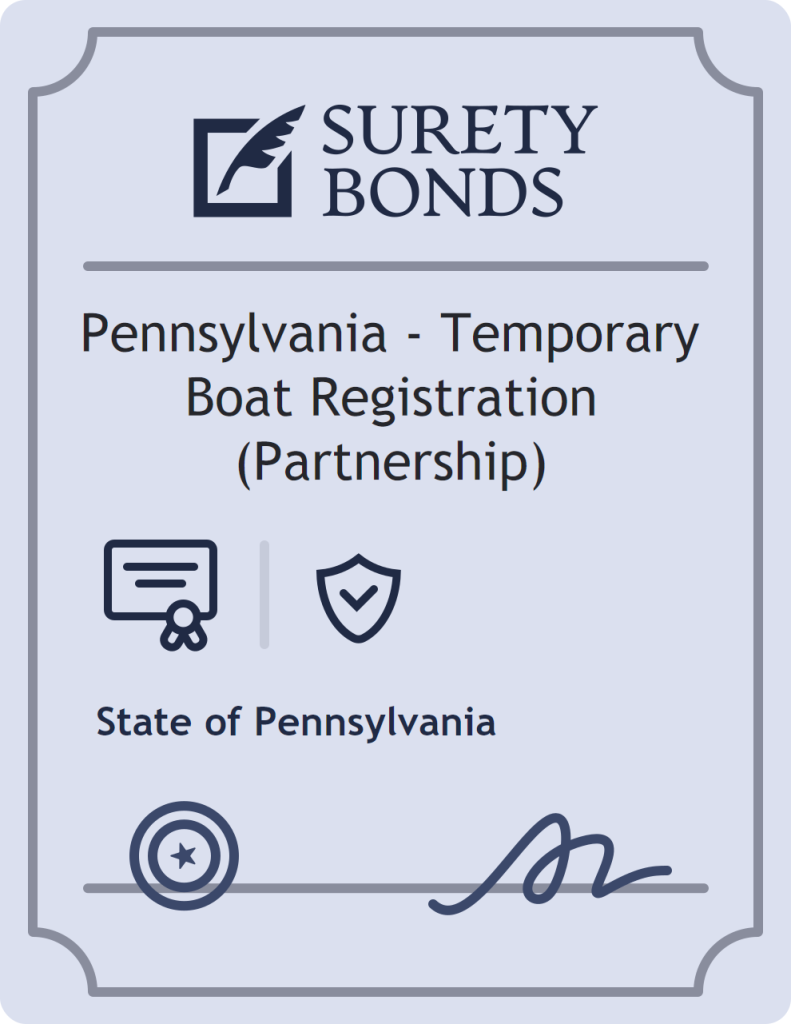 Surety bond badge for Pennsylvania - Temporary Boat Registration (Partnership)