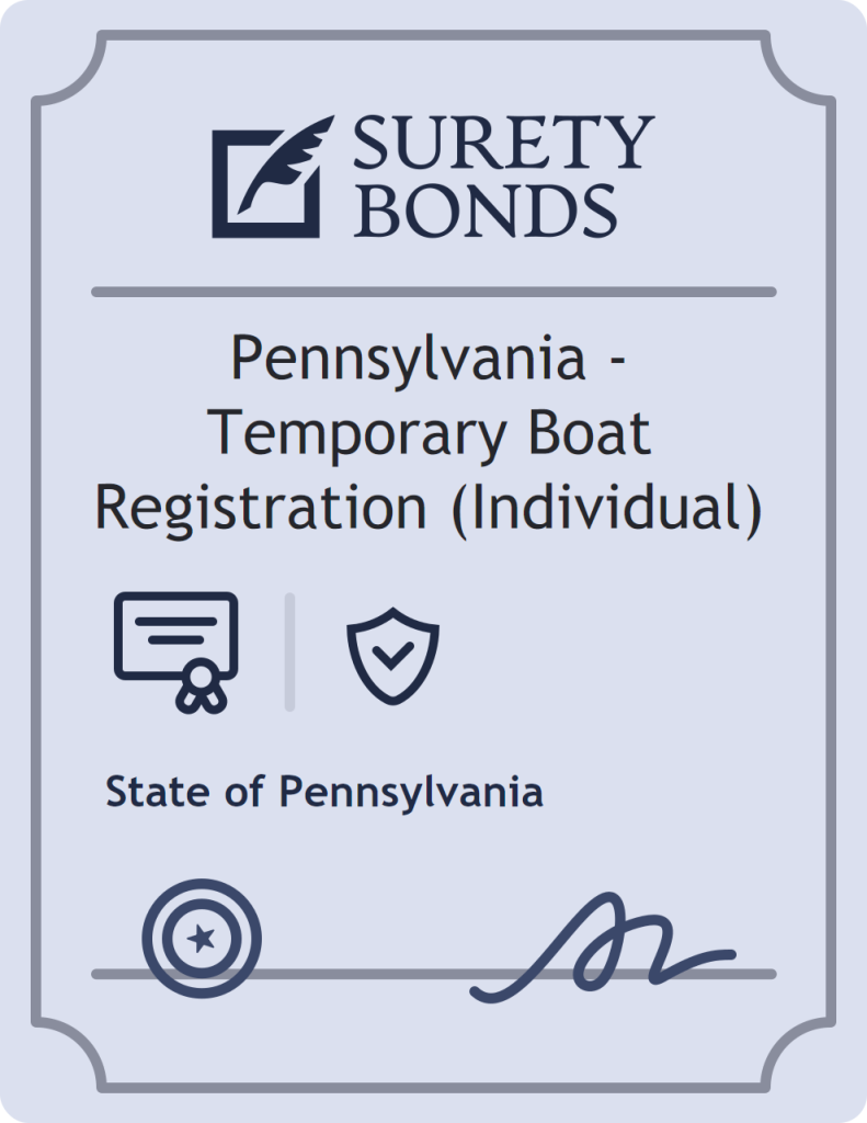 Surety bond badge for Pennsylvania - Temporary Boat Registration (Individual)