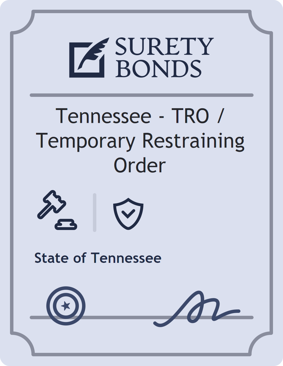 Surety bond badge for Tennessee - TRO / Temporary Restraining Order