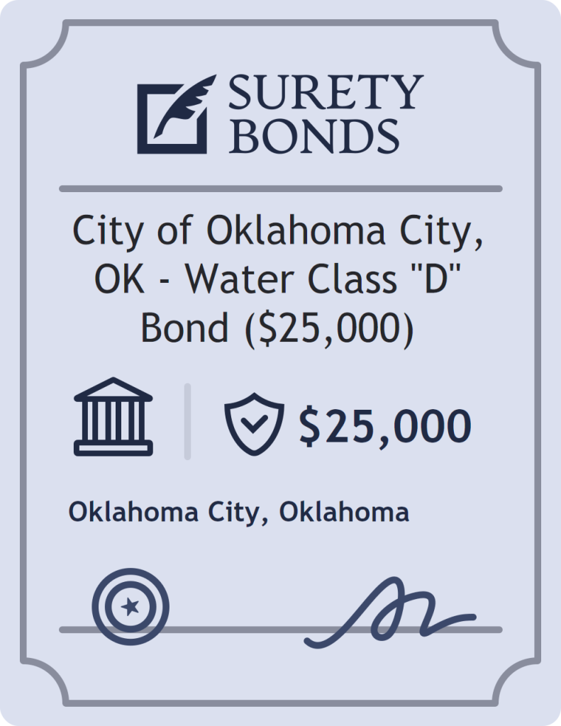 Surety bond badge for City of Oklahoma City, OK - Water Class "D" Bond ($25,000)