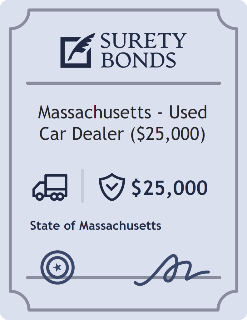 Surety bond badge for Massachusetts - Used Car Dealer ($25,000)
