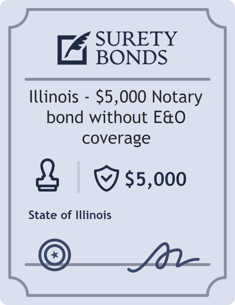 Surety bond badge for Illinois - $5,000 Notary bond without E&O coverage