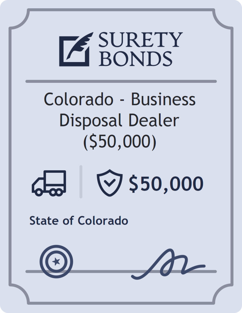 Surety bond badge for Colorado - Business Disposal Dealer ($50,000)