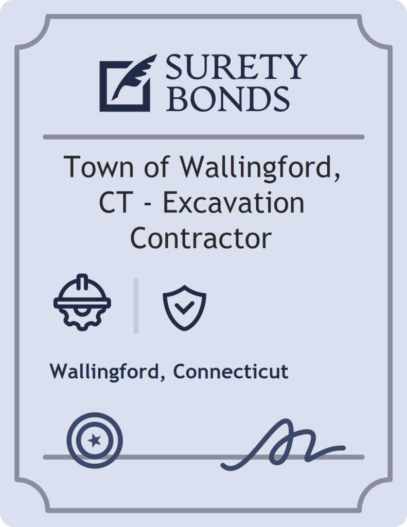 Surety bond badge for Town of Wallingford, CT - Excavation Contractor