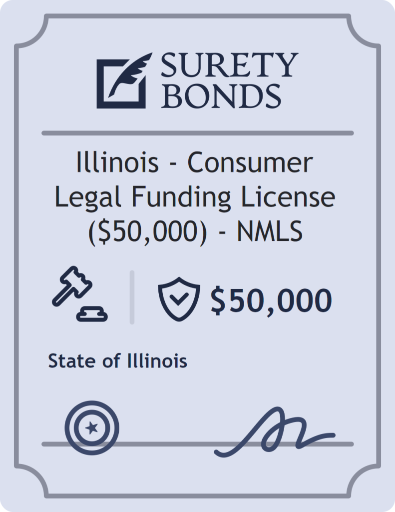 Surety bond badge for Illinois - Consumer Legal Funding License ($50,000) - NMLS