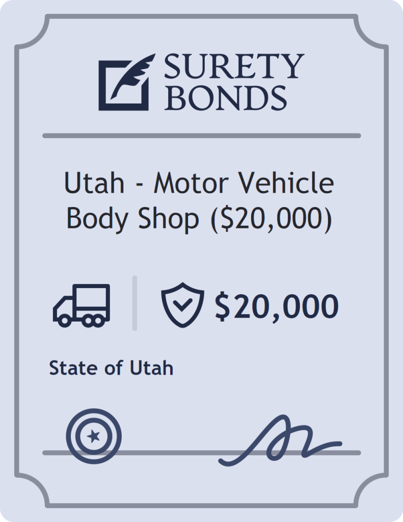Surety bond badge for Utah - Motor Vehicle Body Shop ($20,000)