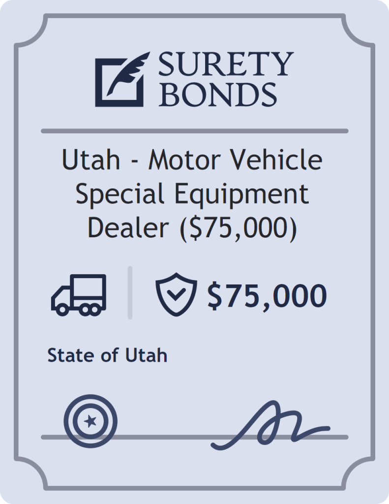 Surety bond badge for Utah - Motor Vehicle Special Equipment Dealer ($75,000)
