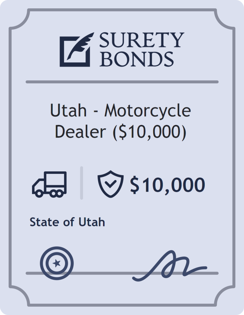 Surety bond badge for Utah - Motorcycle Dealer ($10,000)