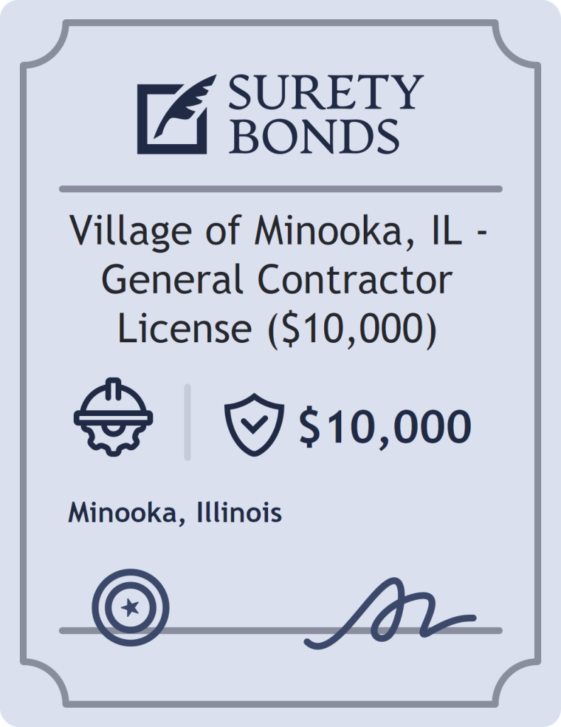 Surety bond badge for Village of Minooka, IL - General Contractor License ($10,000)