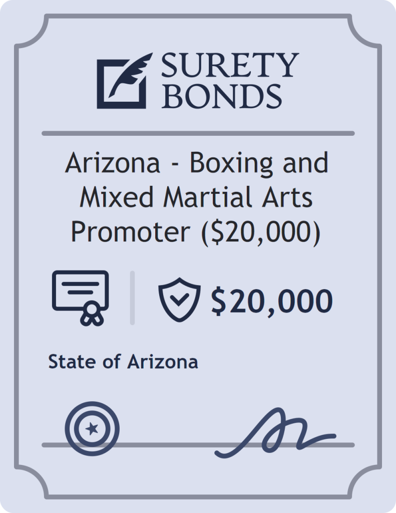 Surety bond badge for Arizona - Boxing and Mixed Martial Arts Promoter ($20,000)