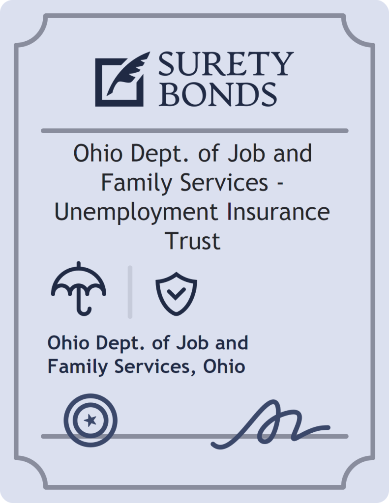 Surety bond badge for Ohio Dept. of Job and Family Services - Unemployment Insurance Trust