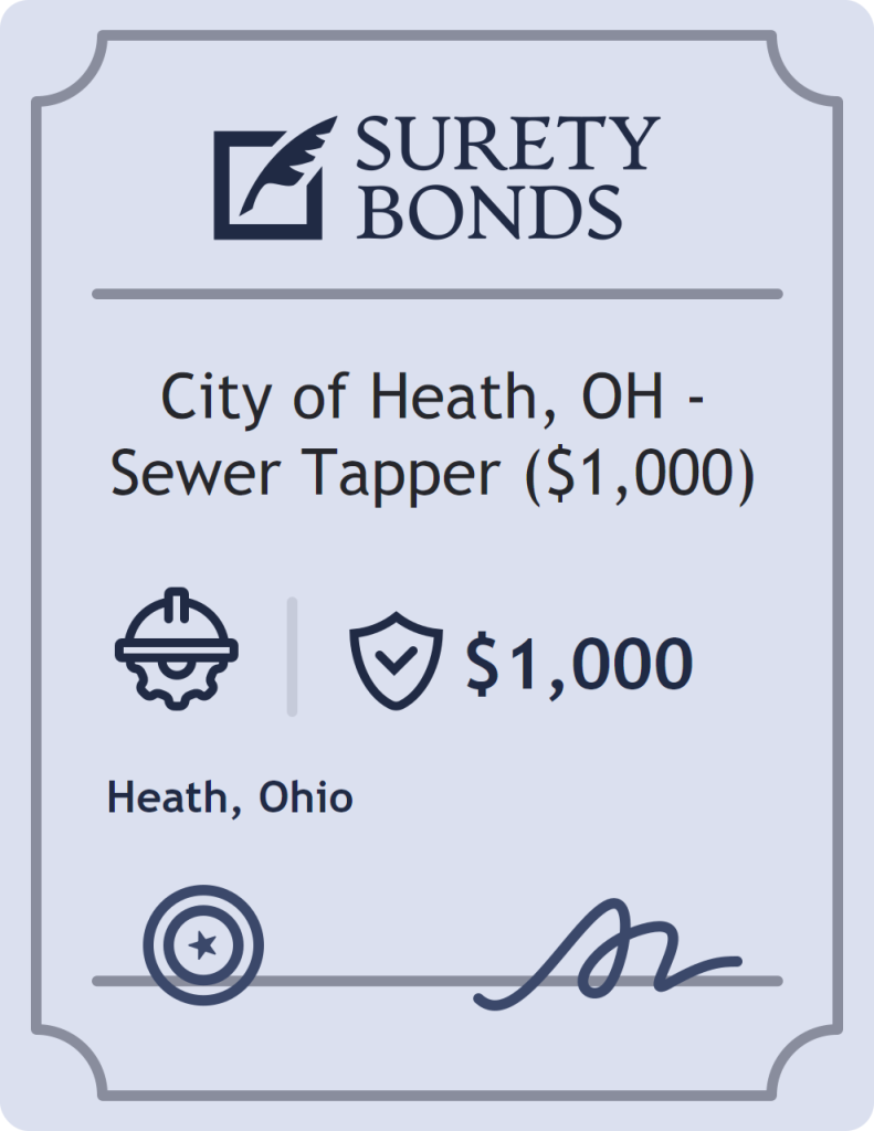 Surety bond badge for City of Heath, OH - Sewer Tapper ($1,000)