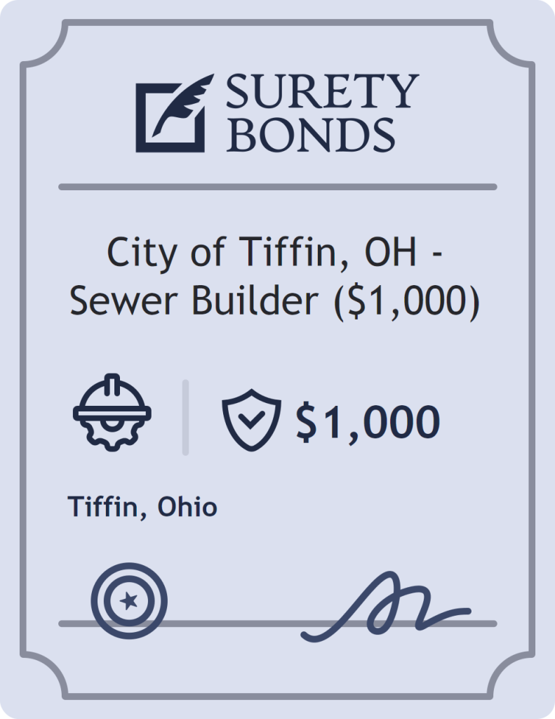 Surety bond badge for City of Tiffin, OH - Sewer Builder ($1,000)