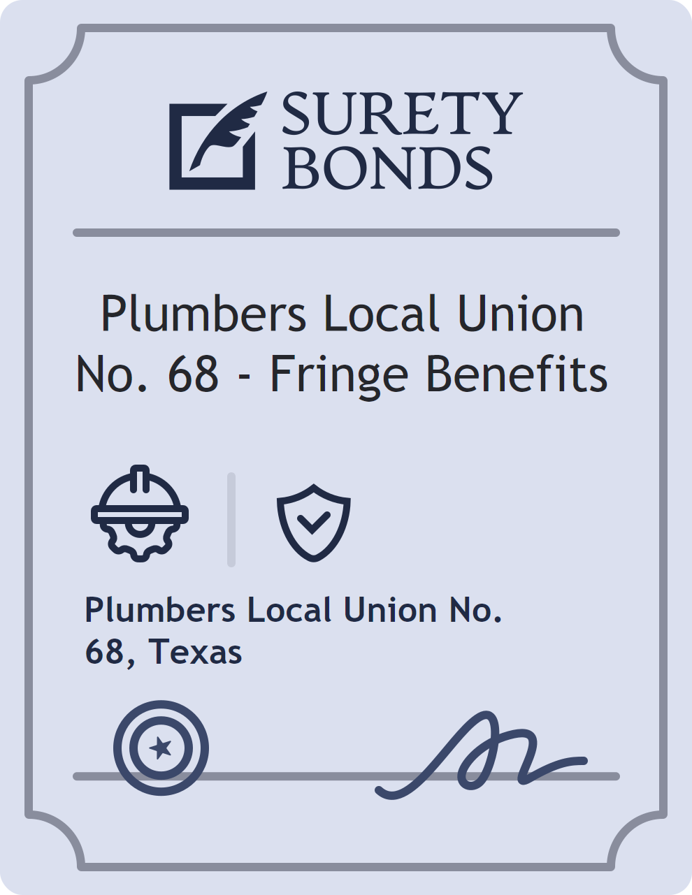 Surety bond badge for Plumbers Local Union No. 68 - Fringe Benefits