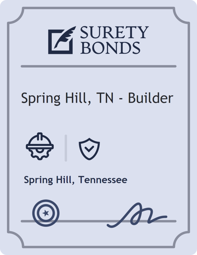 Surety bond badge for Spring Hill, TN - Builder