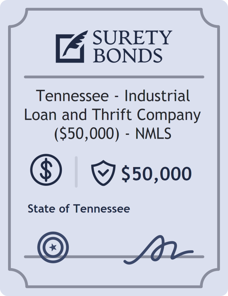 Surety bond badge for Tennessee - Industrial Loan and Thrift Company ($50,000) - NMLS