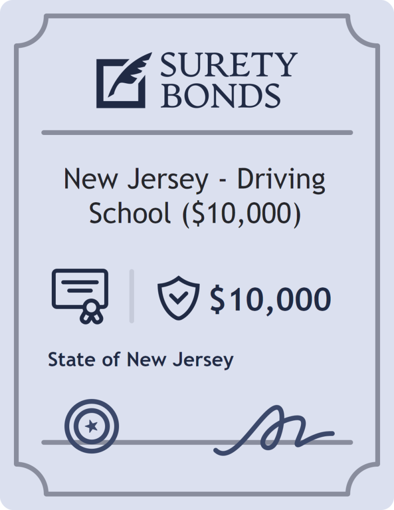 Surety bond badge for New Jersey - Driving School ($10,000)