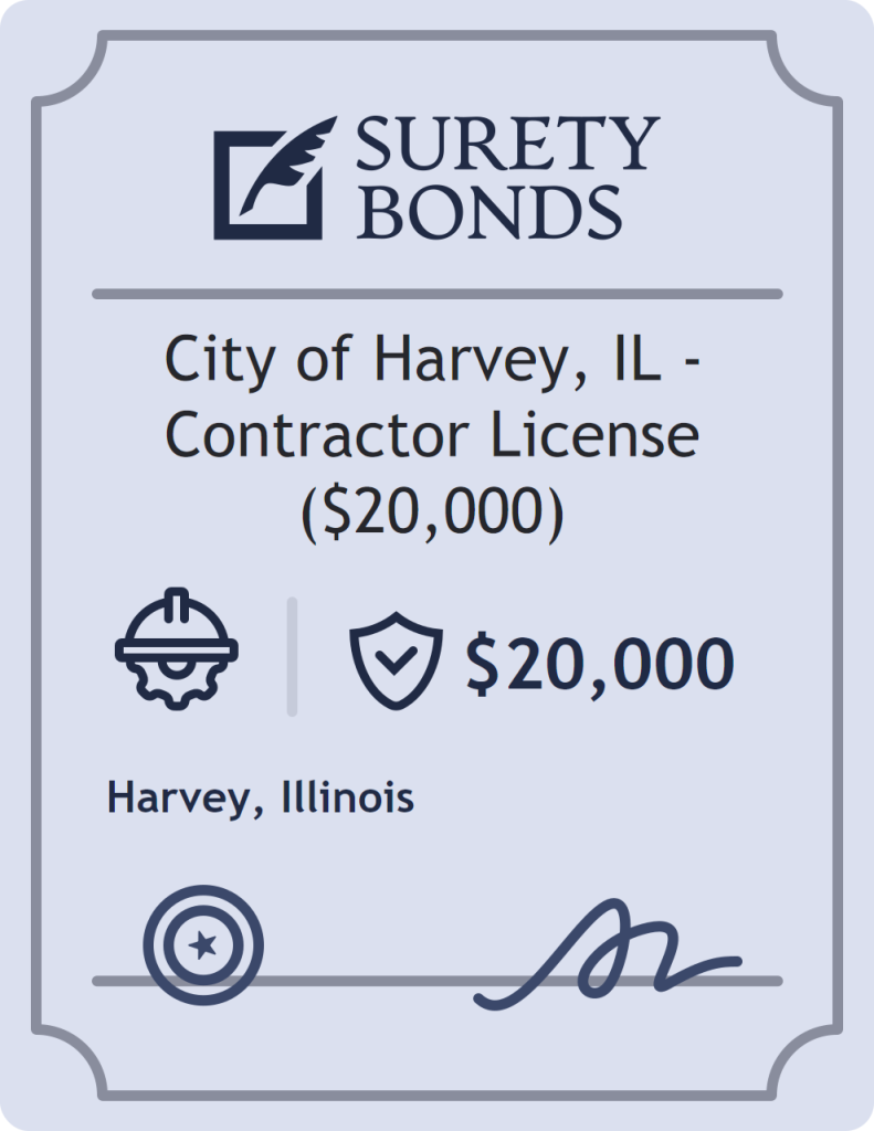 Surety bond badge for City of Harvey, IL - Contractor License ($20,000)