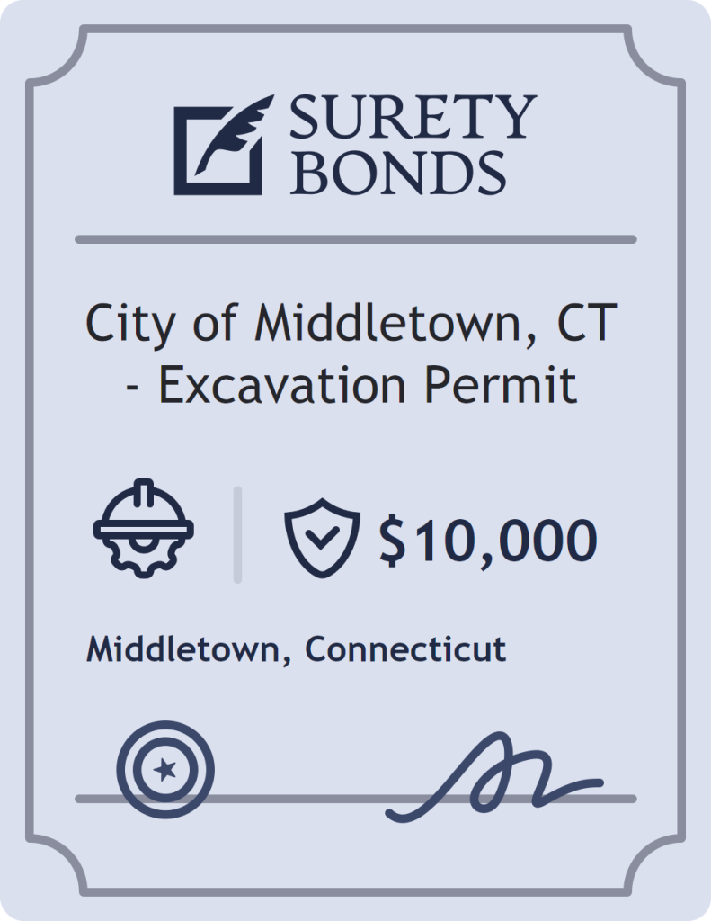 Surety bond badge for City of Middletown, CT - Excavation Permit