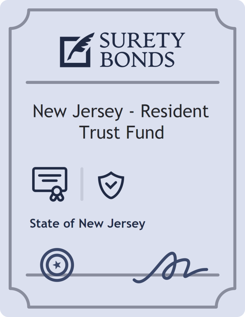 Surety bond badge for New Jersey - Resident Trust Fund