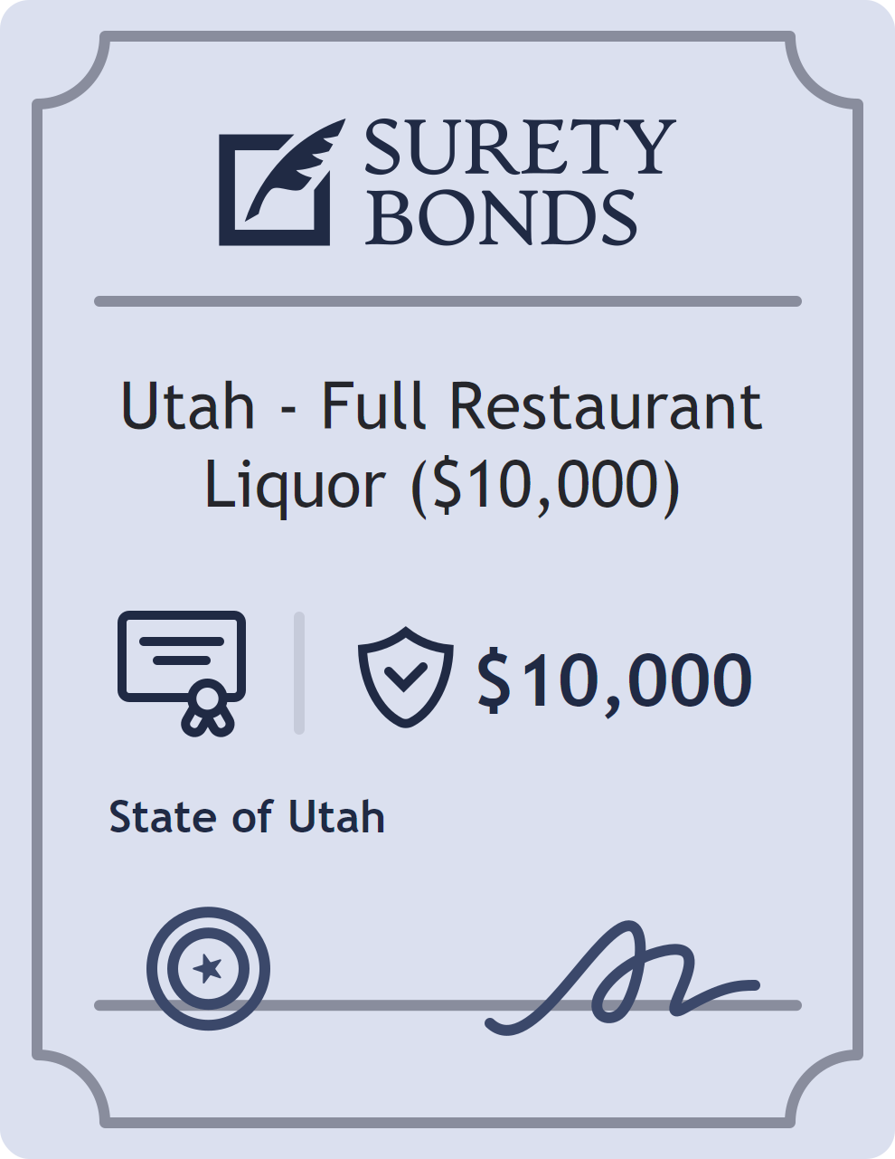 Surety bond badge for Utah - Full Restaurant Liquor ($10,000)