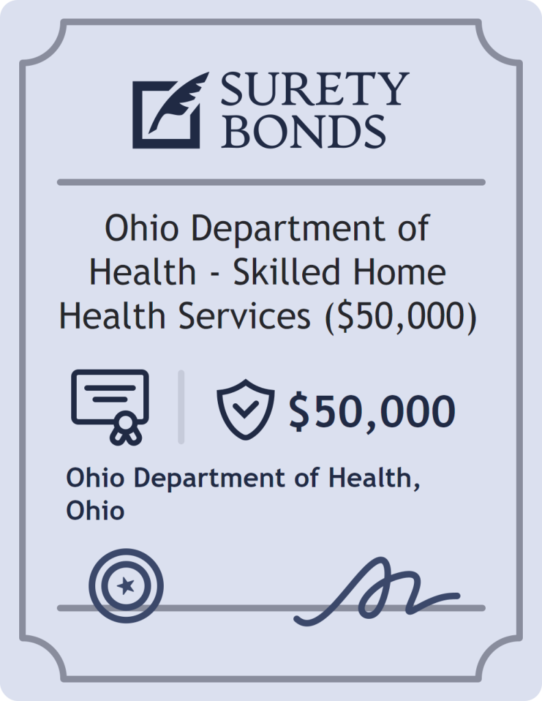 Surety bond badge for Ohio Department of Health - Skilled Home Health Services ($50,000)