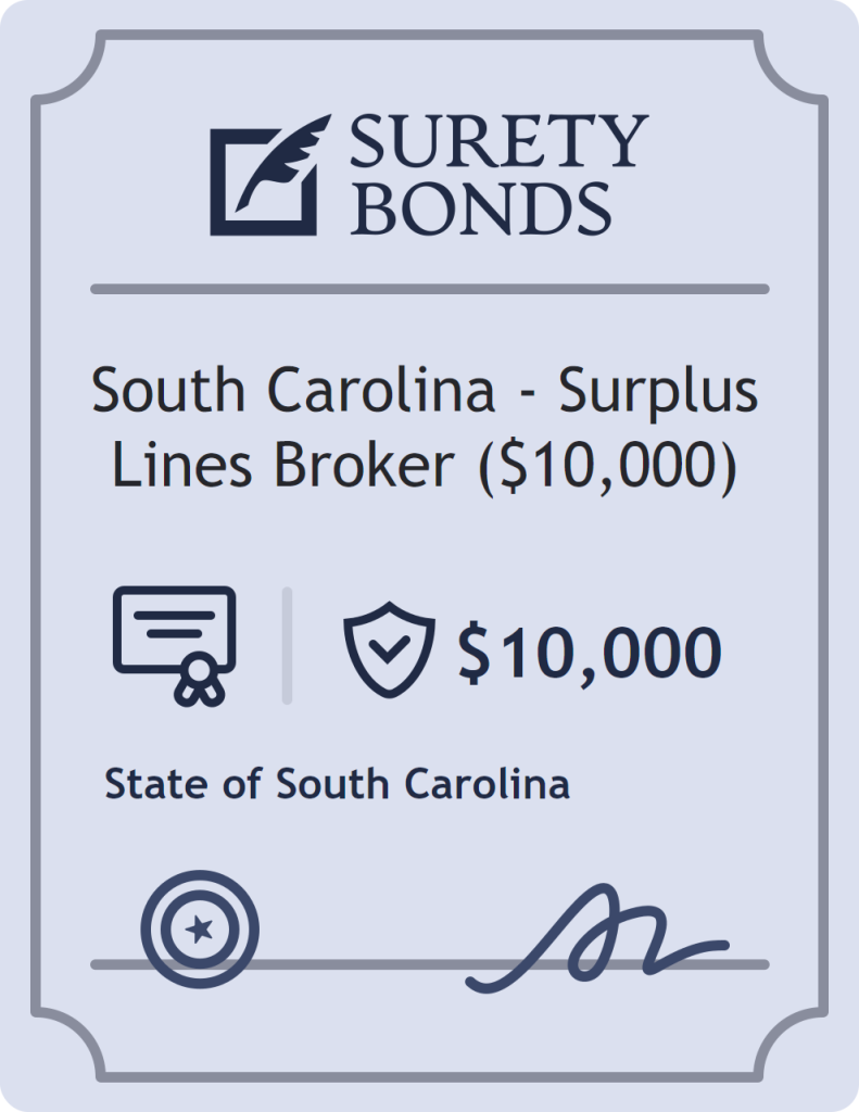 Surety bond badge for South Carolina - Surplus Lines Broker ($10,000)