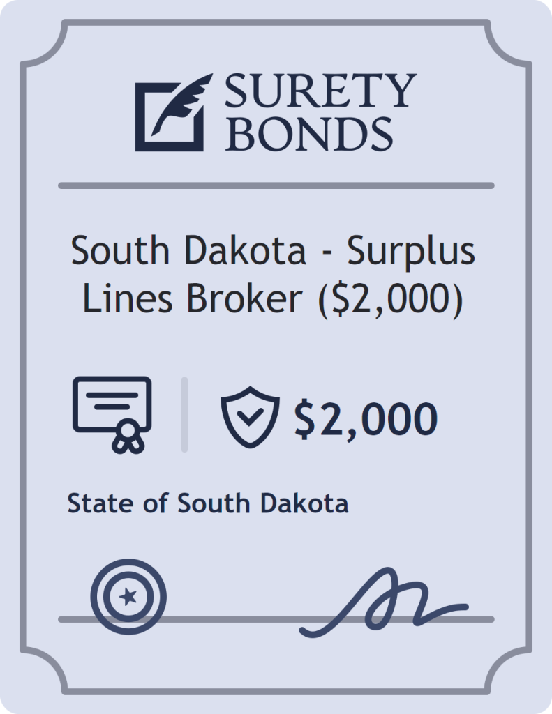 Surety bond badge for South Dakota - Surplus Lines Broker ($2,000)