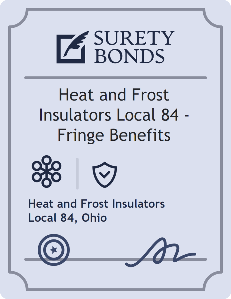 Surety bond badge for Heat and Frost Insulators Local 84 - Fringe Benefits