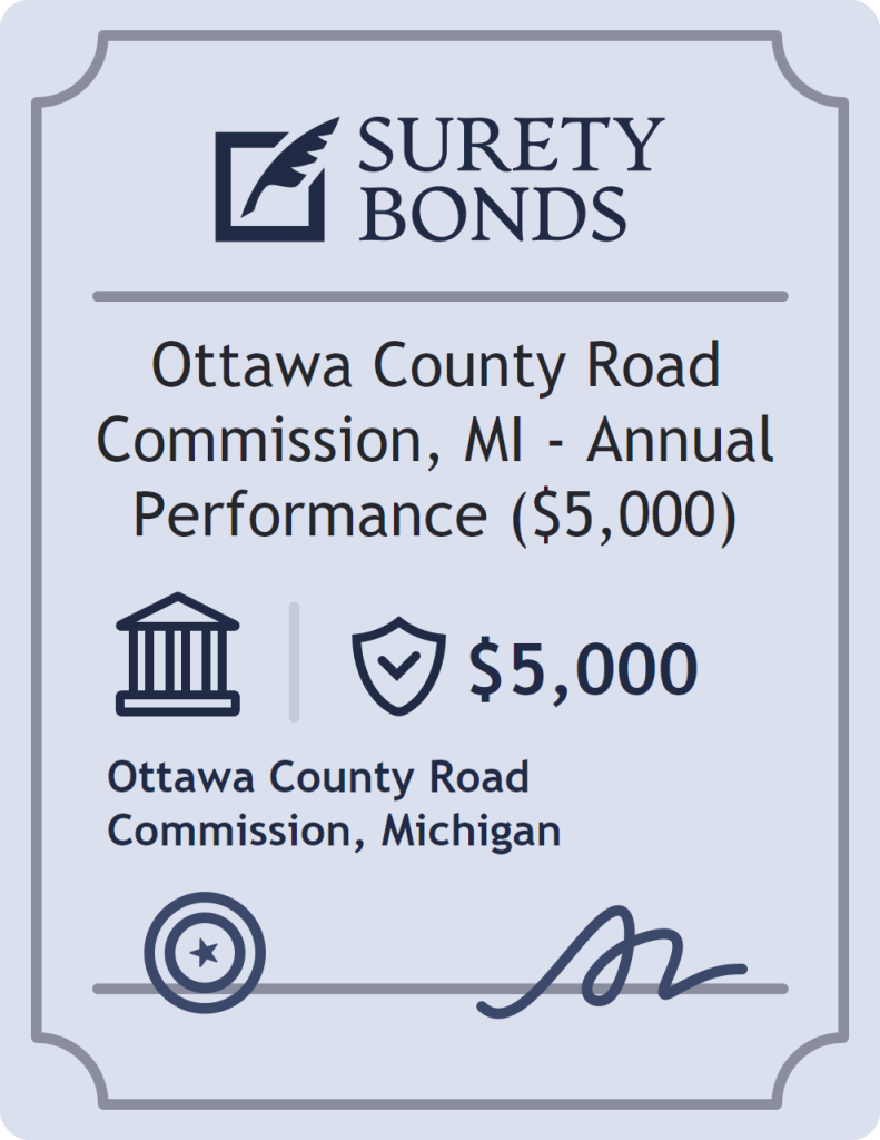Surety bond badge for Ottawa County Road Commission, MI - Annual Performance ($5,000)