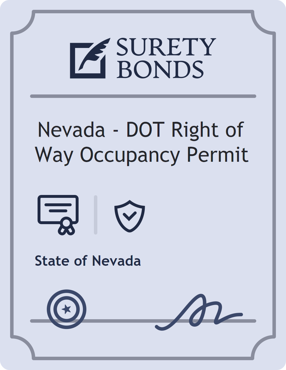 Surety bond badge for Nevada - DOT Right of Way Occupancy Permit