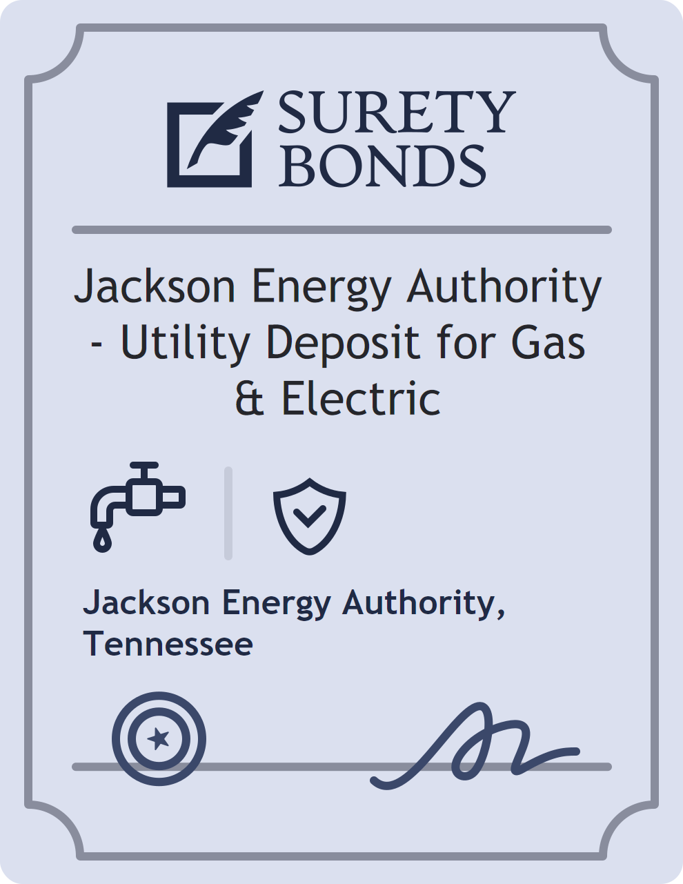 Surety bond badge for Jackson Energy Authority - Utility Deposit for Gas & Electric
