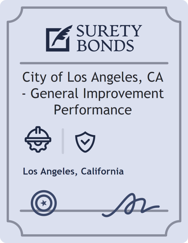 Surety bond badge for City of Los Angeles, CA - General Improvement Performance
