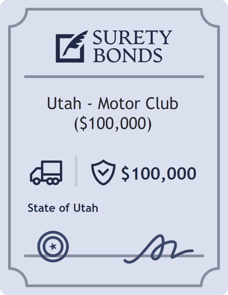 Surety bond badge for Utah - Motor Club ($100,000)