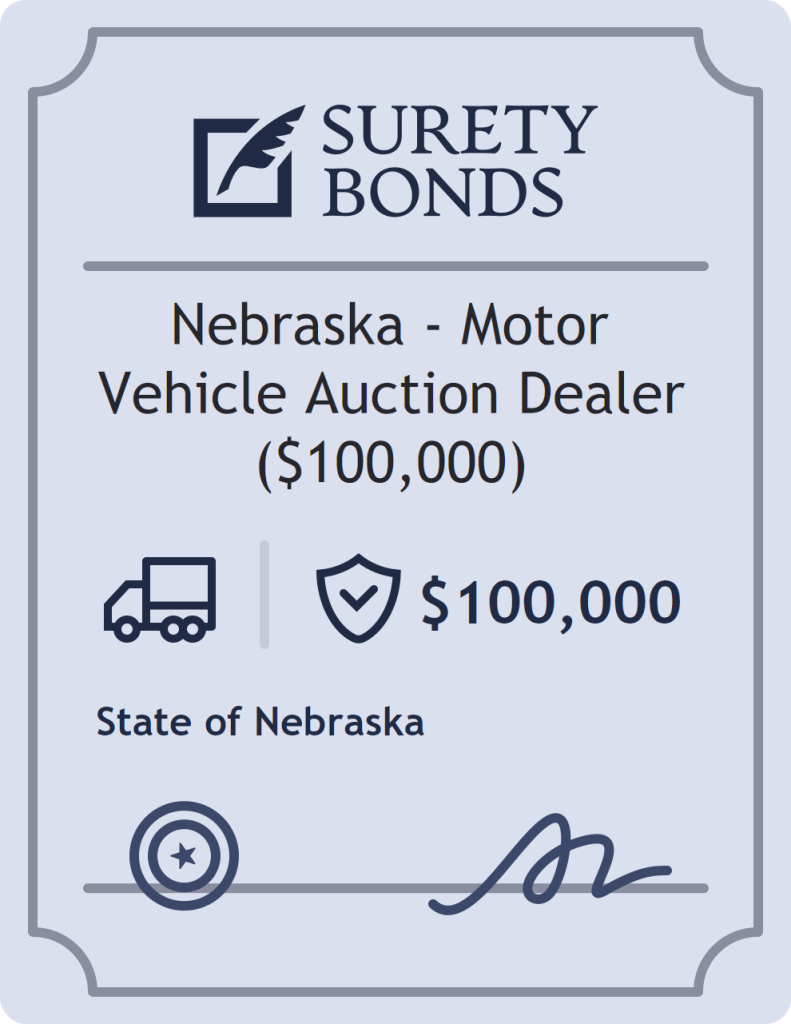Surety bond badge for Nebraska - Motor Vehicle Auction Dealer ($100,000)