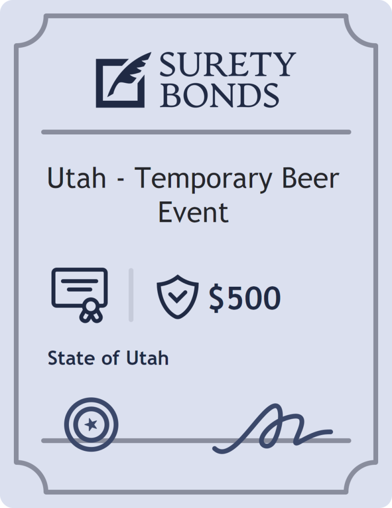 Surety bond badge for Utah - Temporary Beer Event