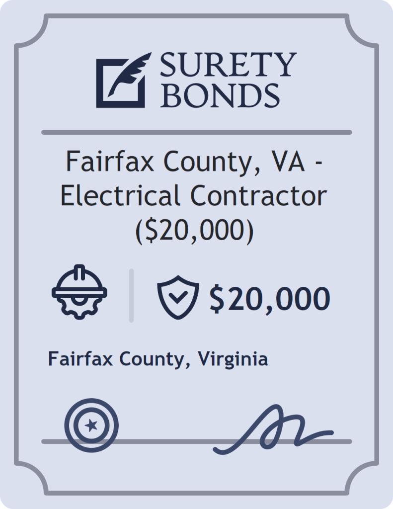 Surety bond badge for Fairfax County, VA - Electrical Contractor ($20,000)