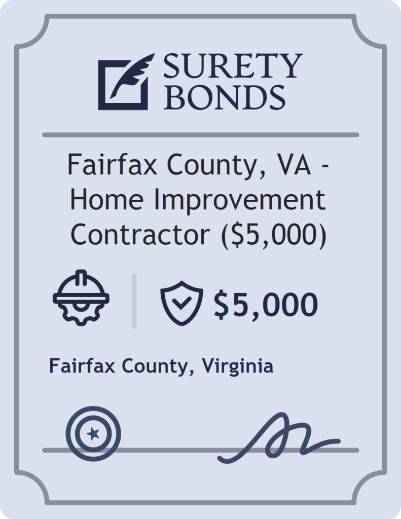 Surety bond badge for Fairfax County, VA - Home Improvement Contractor ($5,000)