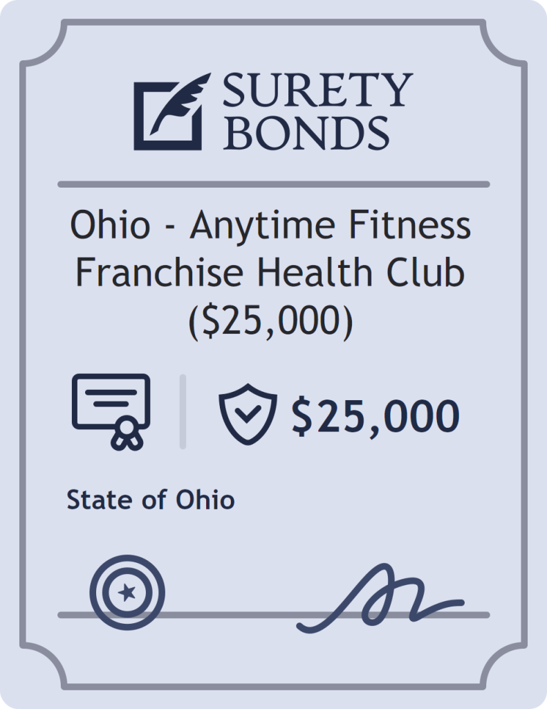 Surety bond badge for Ohio - Anytime Fitness Franchise Health Club ($25,000)